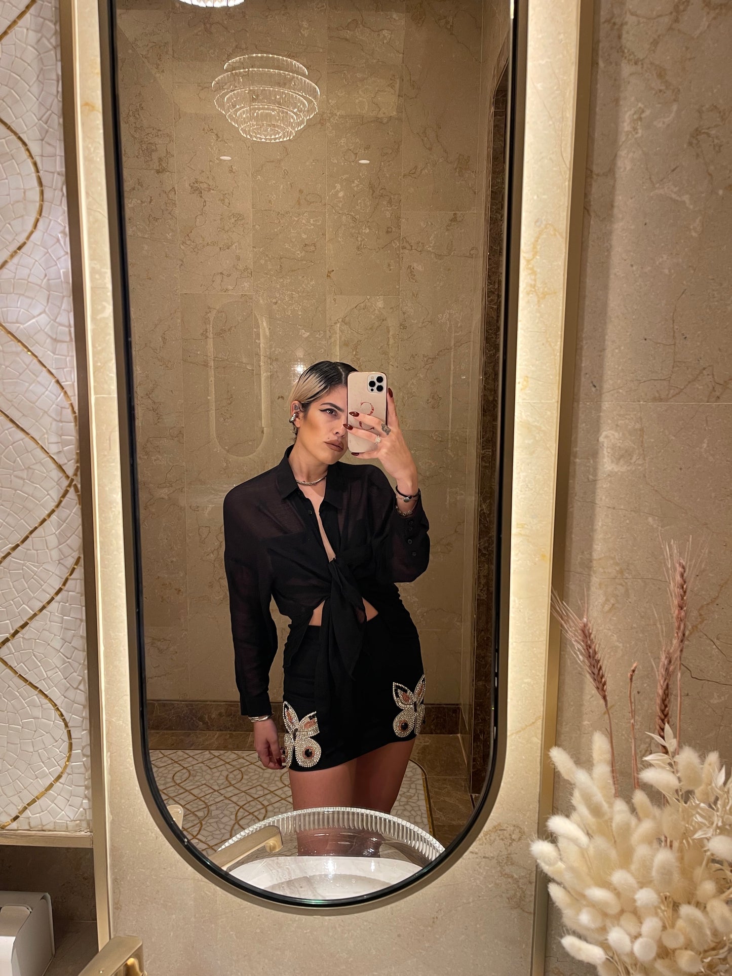 Merrick Butterfly Crystal Embellished Skirt In Black