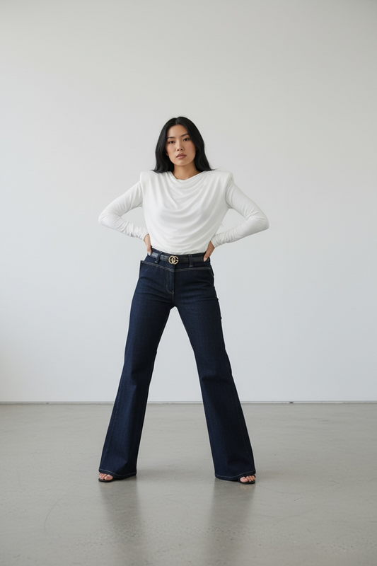 Statement Dark Denim with Contrast Stitching