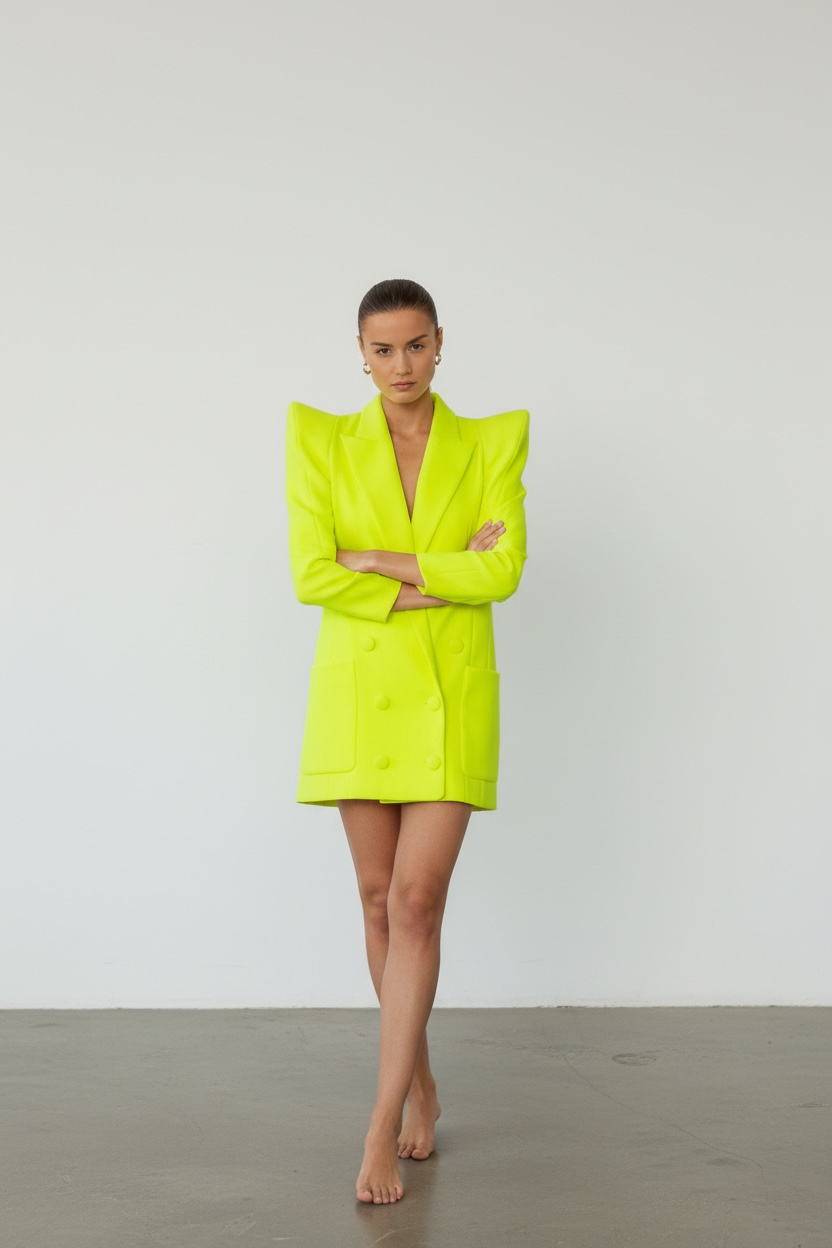Neon Power-Shoulder Suit Set