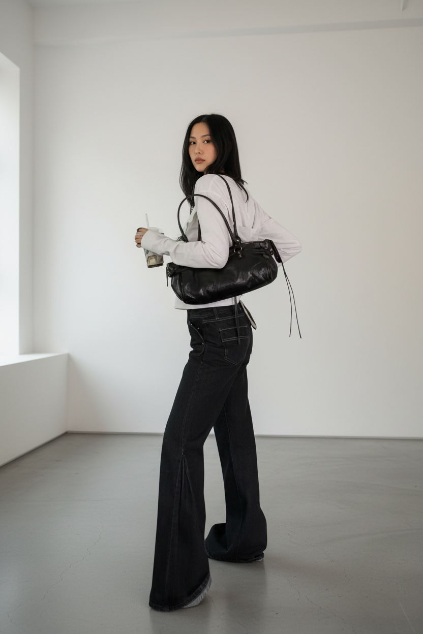 Statement Dark Denim with Contrast Stitching