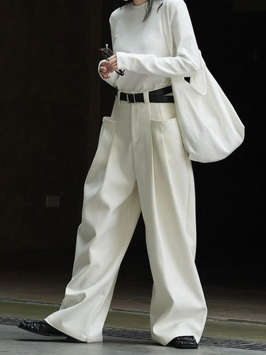 White Wide-Leg Trousers