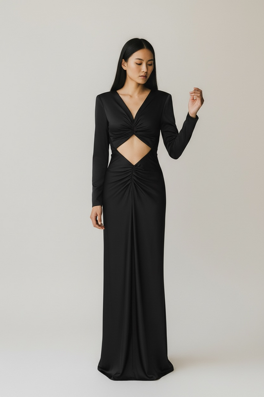Black Cut-Out Maxi Dress
